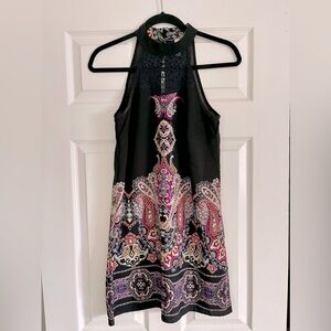 Black Paisley Halter Dress: XS